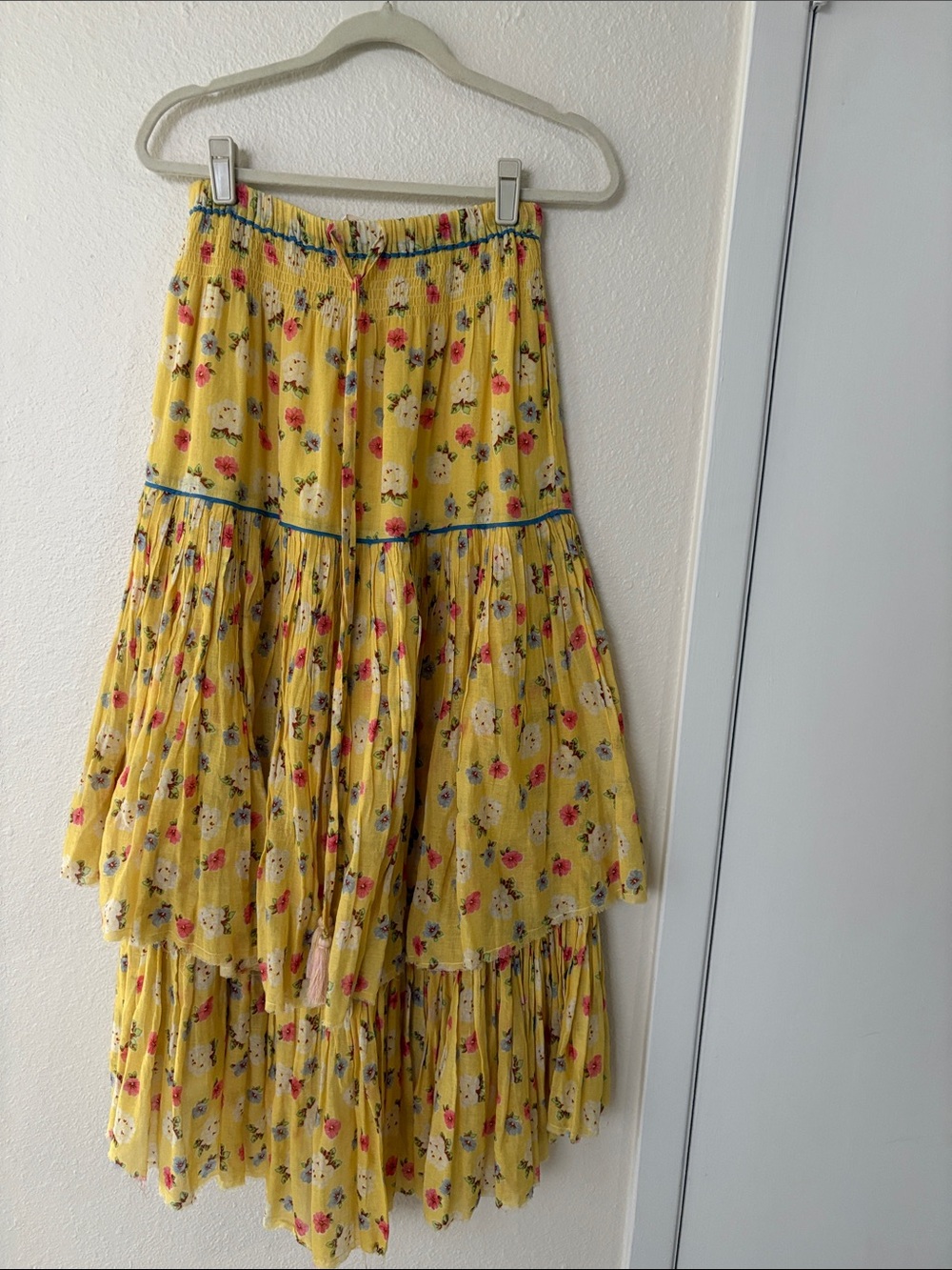 LoveShackFancy Weber Tiered Midi Skirt in Yellow - Picture 2 of 9
